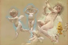 Putti. Interior Décor of the Baron von Dervis Mansion in Petersburg. Artist: Makovsky, Konstantin Yegorovich (1839-1915)