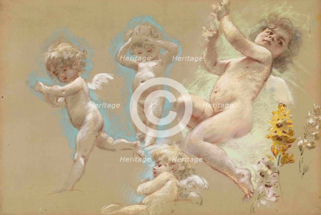 Putti. Interior Décor of the Baron von Dervis Mansion in Petersburg. Artist: Makovsky, Konstantin Yegorovich (1839-1915)