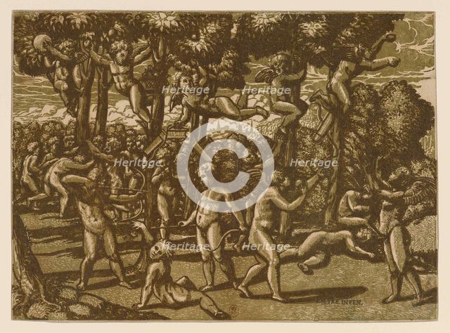 Putti Playing (After Raphael), 1544. Creator: Monogrammist NDB (active c. 1520-1550).