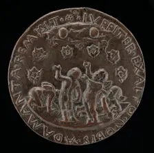 Putti Receiving Shower of Este Diamond Rings [reverse], 1505. Creator: Unknown