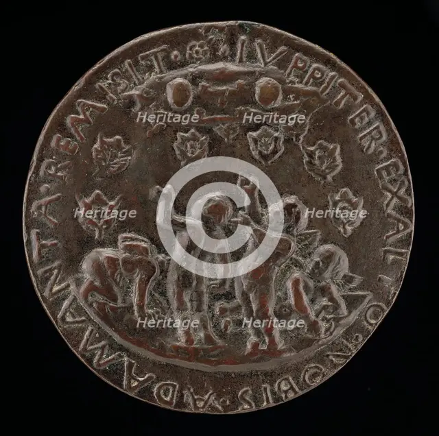 Putti Receiving Shower of Este Diamond Rings [reverse], 1505. Creator: Unknown.