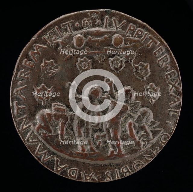 Putti Receiving Shower of Este Diamond Rings [reverse], 1505. Creator: Unknown.