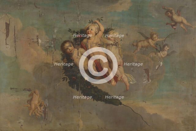 Putti with a Festoon, c.1650. Creator: Anon.