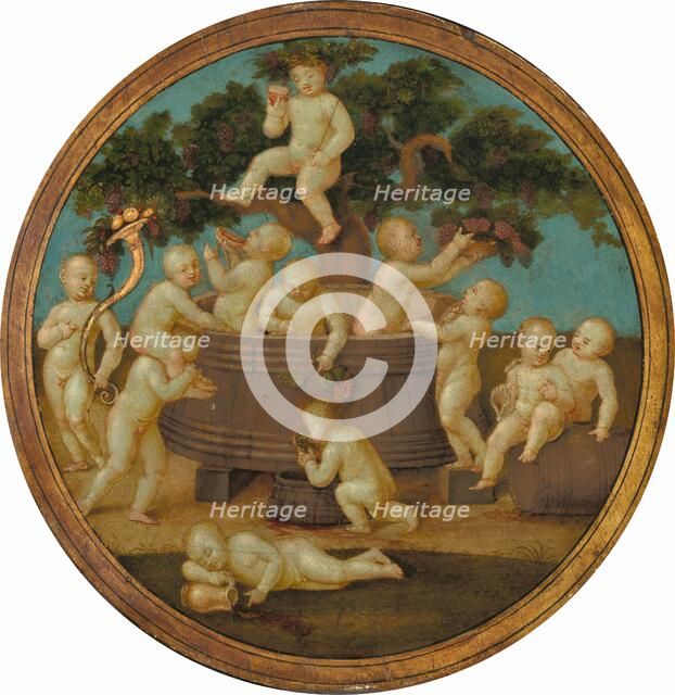 Putti with a Wine Press, c. 1500. Creator: Anon.