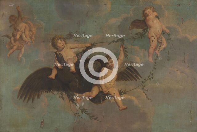 Putti with an Eagle on Clouds, c.1650. Creator: Anon.