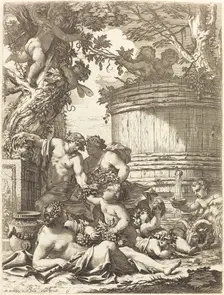 Putti with Grapes and a Seated Bacchante, 1650s. Creator: Michel Dorigny