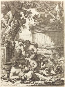 Putti with Grapes and a Seated Bacchante, 1650s. Creator: Michel Dorigny