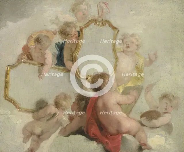 Putti with Mirrors, 1725-1744. Creator: Jacob de Wit.
