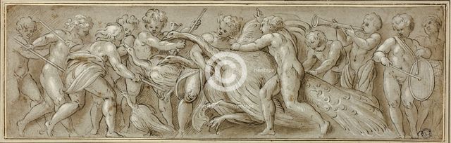 Putti with Peacocks and Musical Instruments, n.d. Creator: Workshop of Lattanzio Gambara Italian, c. 1530-157.