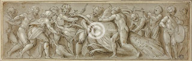 Putti with Peacocks and Musical Instruments, n.d. Creator: Workshop of Lattanzio Gambara Italian, c. 1530-157.