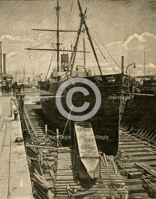 'Putting the Obelisk in the Hold of the Steamer', 1881. Creator: Unknown.