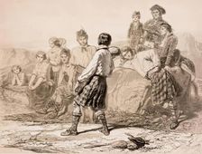 Putting the Stone-An Artist's Ramble in the North of Scotland, 1849. Creator: Michel Bouquet