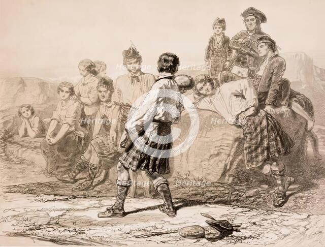 Putting the Stone-An Artist's Ramble in the North of Scotland, 1849. Creator: Michel Bouquet.