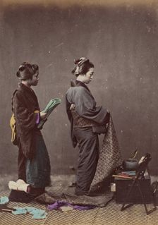 Putting on the Obi or Girdle, 1868. Creator: Felice Beato