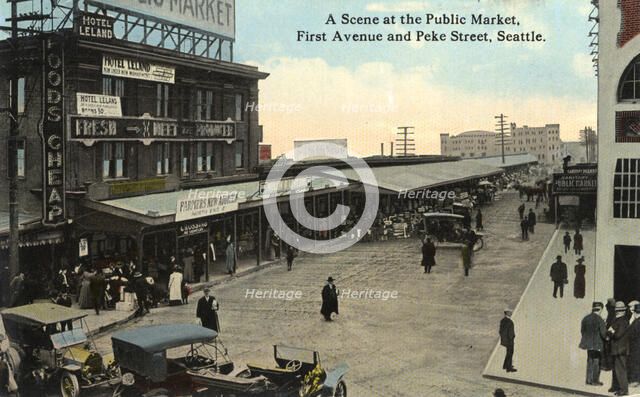 Public Market, First Avenue and Pike Street, Seattle, Washington, USA, 1915. Artist: Unknown