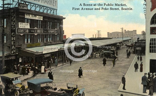Public Market, First Avenue and Pike Street, Seattle, Washington, USA, 1915. Artist: Unknown