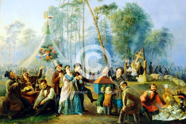Public merry-making at Maryina Roshcha in Moscow', 1852.