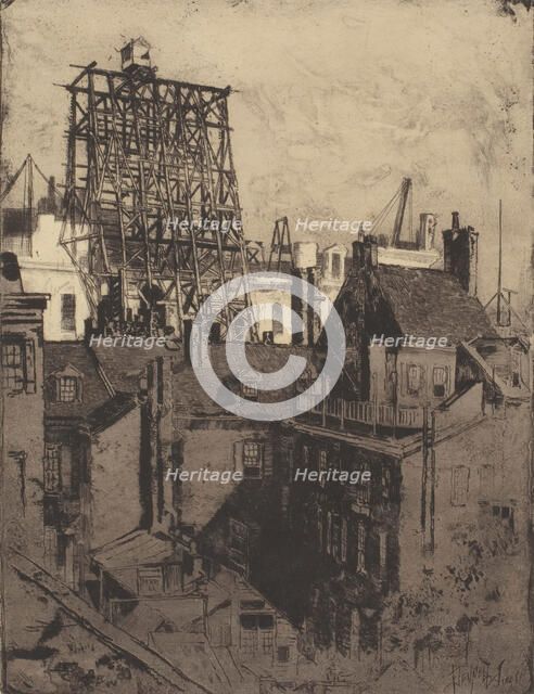 Public Buildings, Philadelphia, 1881. Creator: Joseph Pennell.