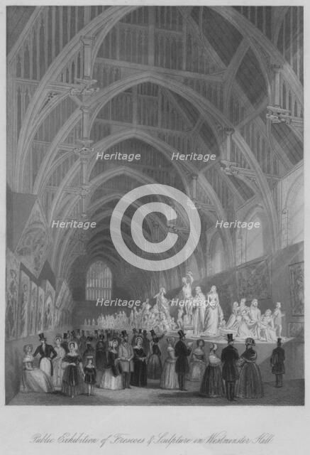 'Public Exhibition of Frescoes & Sculpture in Westminster Hall', c1841. Artist: William Radclyffe.