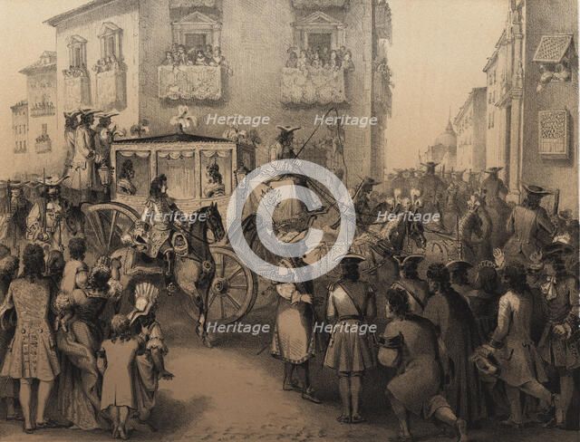 Public entry of Philip V in Madrid, in 1703, engraving 1870.
