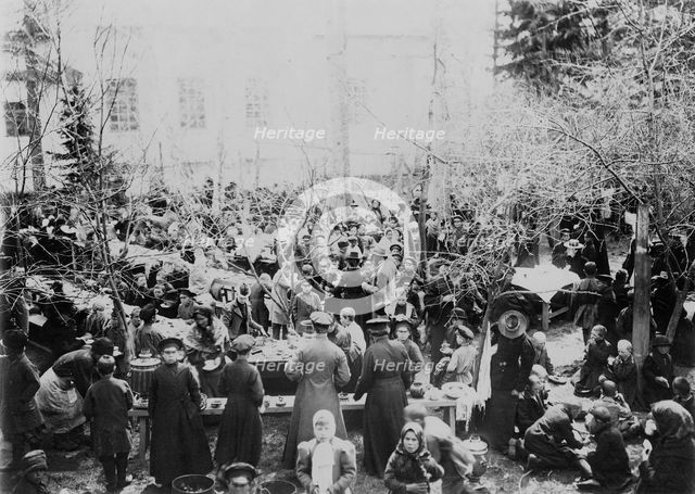 Public feeding of poor children in the Ascension Monastery, 1900. Creators: I. A. Podgorbunskii, V. I. Podgorbunskii.