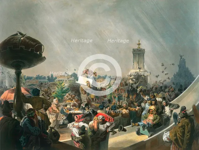 Public festivities following the coronation of Tsar Alexander II, Khodynka Field, Moscow, 1856.  Artist: Mihály Zichy