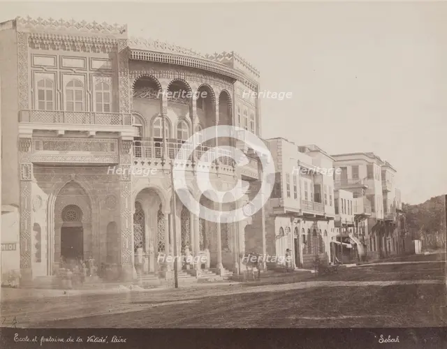 Public Fountain and School, Cairo, 19th century. Creator: Pascal Sébah.