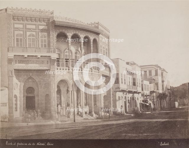 Public Fountain and School, Cairo, 19th century. Creator: Pascal Sébah.