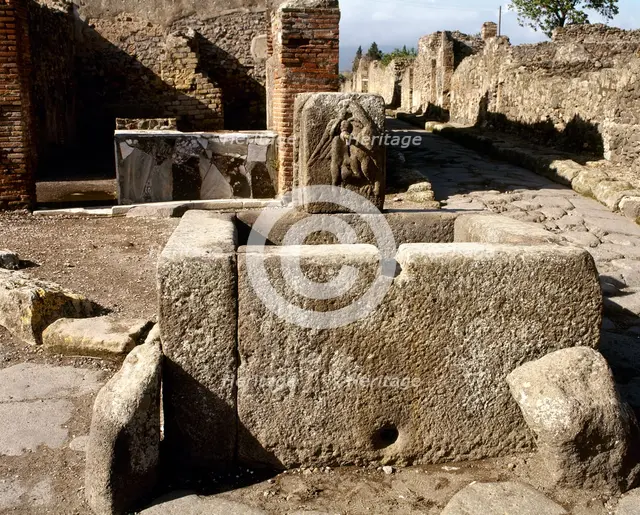 Public fountain in Via Vicolo di Modesto, Pompeii, Campania, Italy, 2002. Creator: LTL.