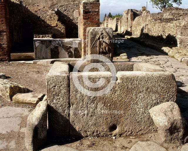 Public fountain in Via Vicolo di Modesto, Pompeii, Campania, Italy, 2002. Creator: LTL.
