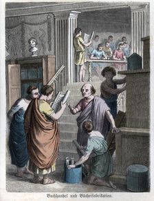 Public Library of Rome, engraving 1866