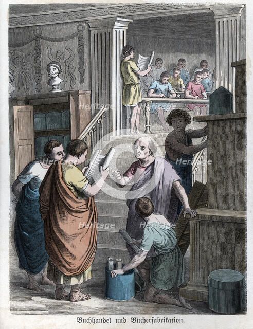 Public Library of Rome, engraving 1866.