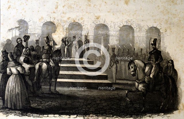 Public reading of the proclamation of Isabella II as Queen of Spain under the regency of her mot…