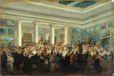 Public sale of paintings, c1785. Creator: Pierre-Antoine Demachy