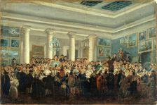 Public sale of paintings, c1785. Creator: Pierre-Antoine Demachy