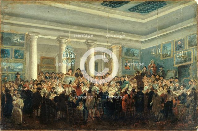 Public sale of paintings, c1785. Creator: Pierre-Antoine Demachy.