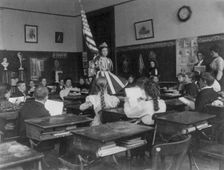 Public school students in art class sketching live model wearing stars-and...Washington DC, (1899?). Creator: Frances Benjamin Johnston