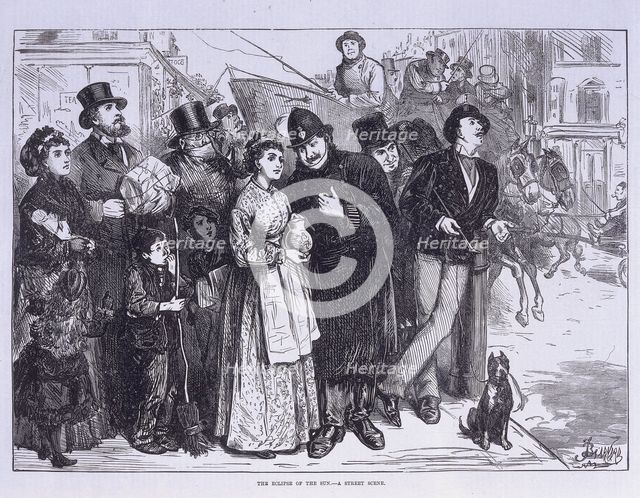 Public witness of the solar eclipse, London, c1870.  Creator: Unknown.