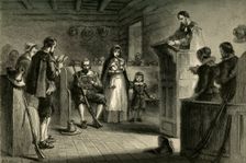 Public Worship at Plymouth by the Pilgrims (1877). Creator: Albert Bobbett