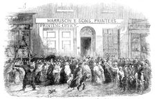 Publication of a War "Gazette" Extraordinary, at the office, St. Martin's Lane, 1854. Creator: Unknown
