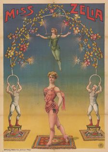 Publicity poster of aeralist Miss Zélia, c1890 - 1900. Creator: Unknown