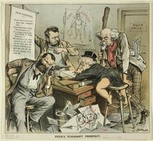 Puck's Pleasant Prospect, from Puck, published May 5, 1886. Creator: Joseph Keppler