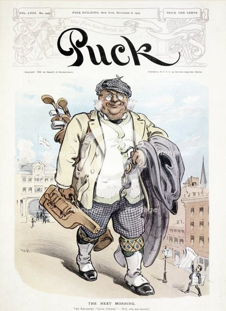 Puck magazine cover, November 1903. Creator: Unknown.