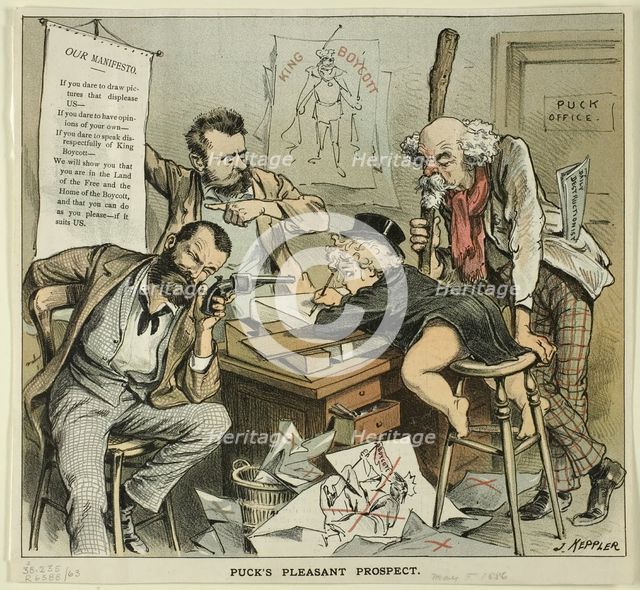 Puck's Pleasant Prospect, from Puck, published May 5, 1886. Creator: Joseph Keppler.