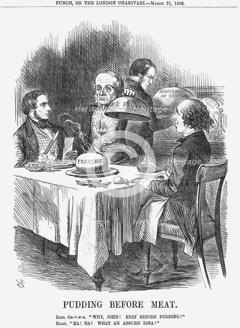 'Pudding before Meat', 1866. Creator: John Tenniel.