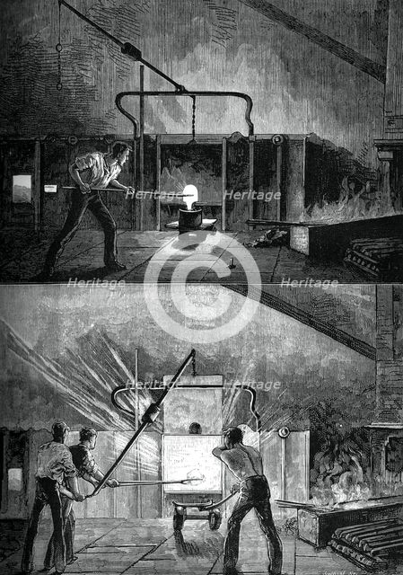 Puddlers at work, c1880.Artist: Swain