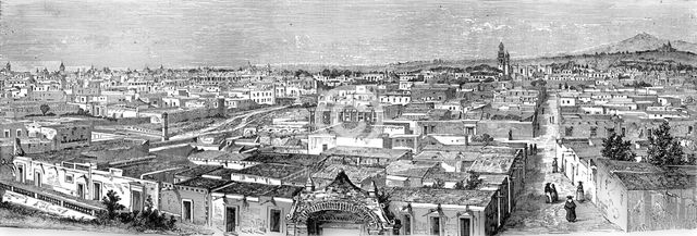'Puebla de Los Angeles--From the East;  Across the Mexican Table-land. From Perote to Puebla', 1875. Creator: Unknown.