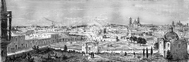 'Puebla de Los Angeles--From the West;  Across the Mexican Table-land. From Perote to Puebla', 1875. Creator: Unknown.
