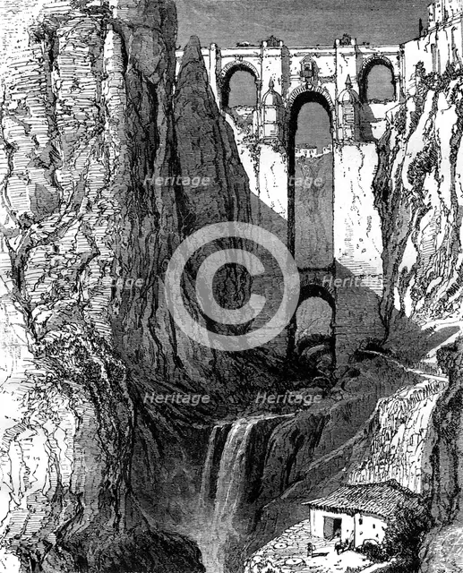 Puente Nuevo, Ronda, Spain, 19th century.  Artist: Harry Fenn