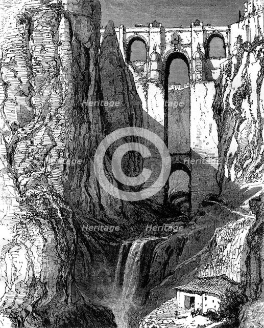 Puente Nuevo, Ronda, Spain, 19th century.  Artist: Harry Fenn